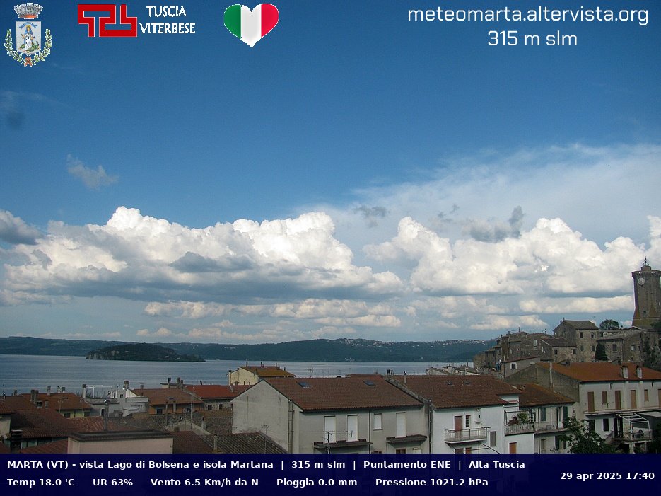 Webcam di Marta con vista Lago di Bolsena e isola Martana